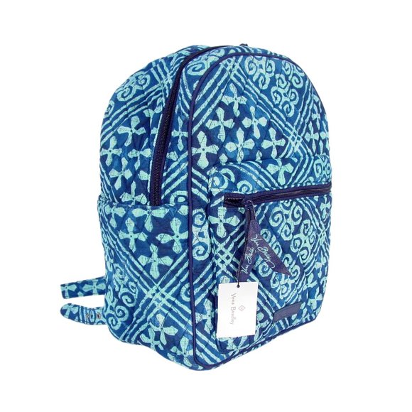 VERA BRADLEY Leighton $88 Cuban Tiles Blue Quilted Cotton Backpack - NEW - Picture 2 of 6